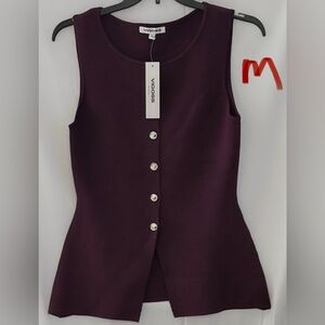 Vigoss Deep Purple Sleeveless Cardigan